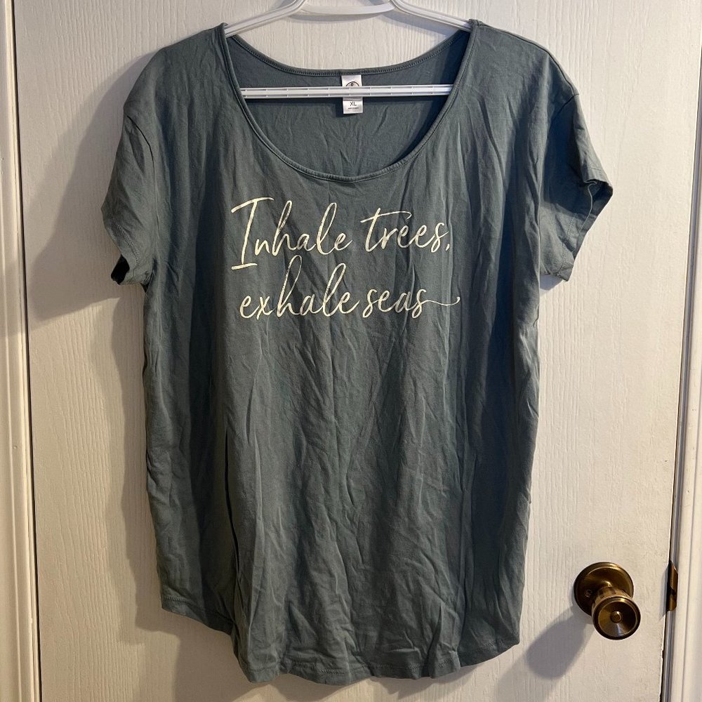 Inhale Trees Exhale Seas, light blue t-shirt, XL